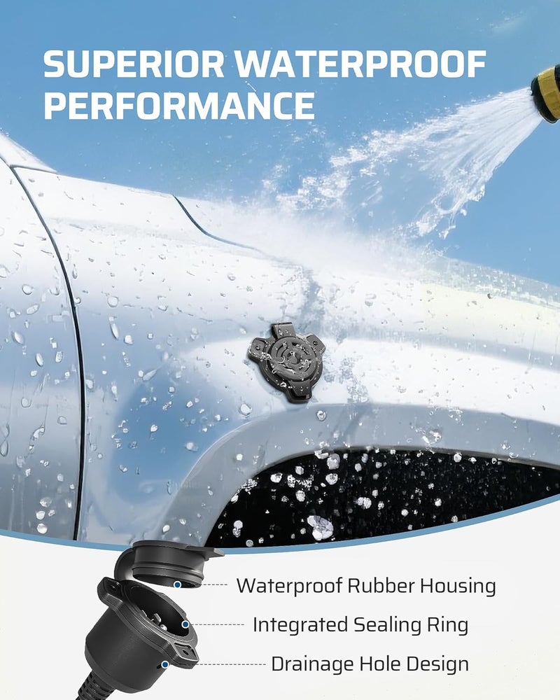 DEWENWILS 15 Amp RV Shore Power Inlet Socket, 125VAC AC Port Plug Integrated 18 Inch Waterproof Extension Cord, NEMA 5-15P to NEMA 5-15R, 14AWG SJTW Cord, Trailer Plug Boat Marine, ETL Listed - Image 3